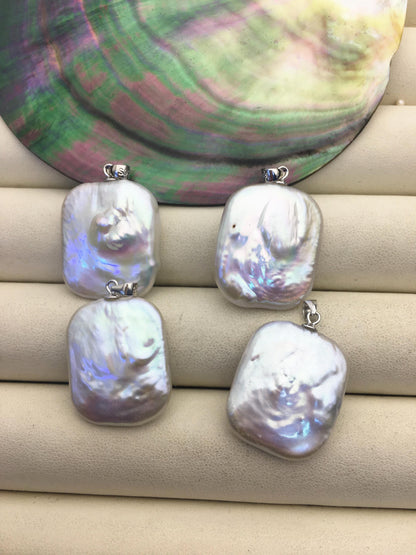 2pcs AA+ 20-22mm Big Rectangle Baroque freshwater pearl pendant,NC1-032