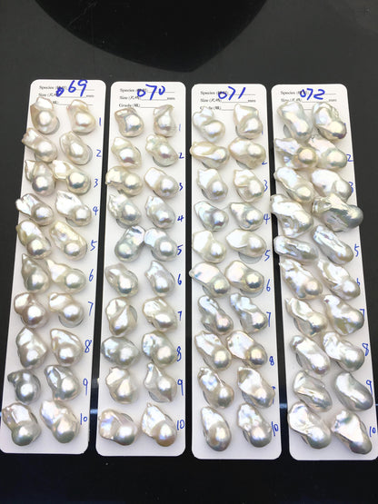 1 pair AAA 14-18x20-28mm White Flame ball Pearl Pairs-0.9mm top half hole-large Baroque freshwater pearl pairs,Fire Ball Pearl,FL15-3A-8-43