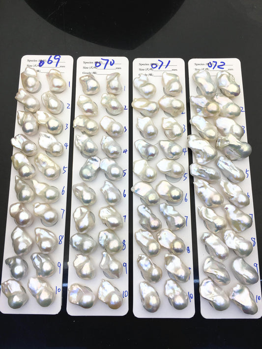 1 pair AAA 14-18x20-28mm White Flame ball Pearl Pairs-0.9mm top half hole-large Baroque freshwater pearl pairs,Fire Ball Pearl,FL15-3A-8-43