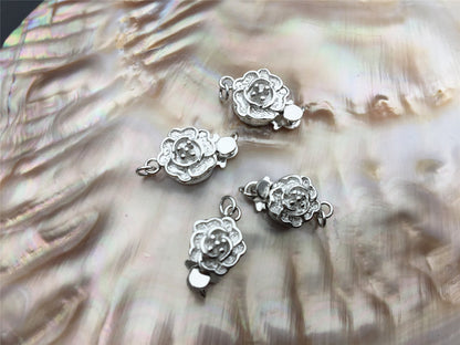8.5mm 925 sterling silver flower clasp, single strand clasp, push-in pearl clasp, necklace clasp, fashion jewelry findings, ASL-CL-013
