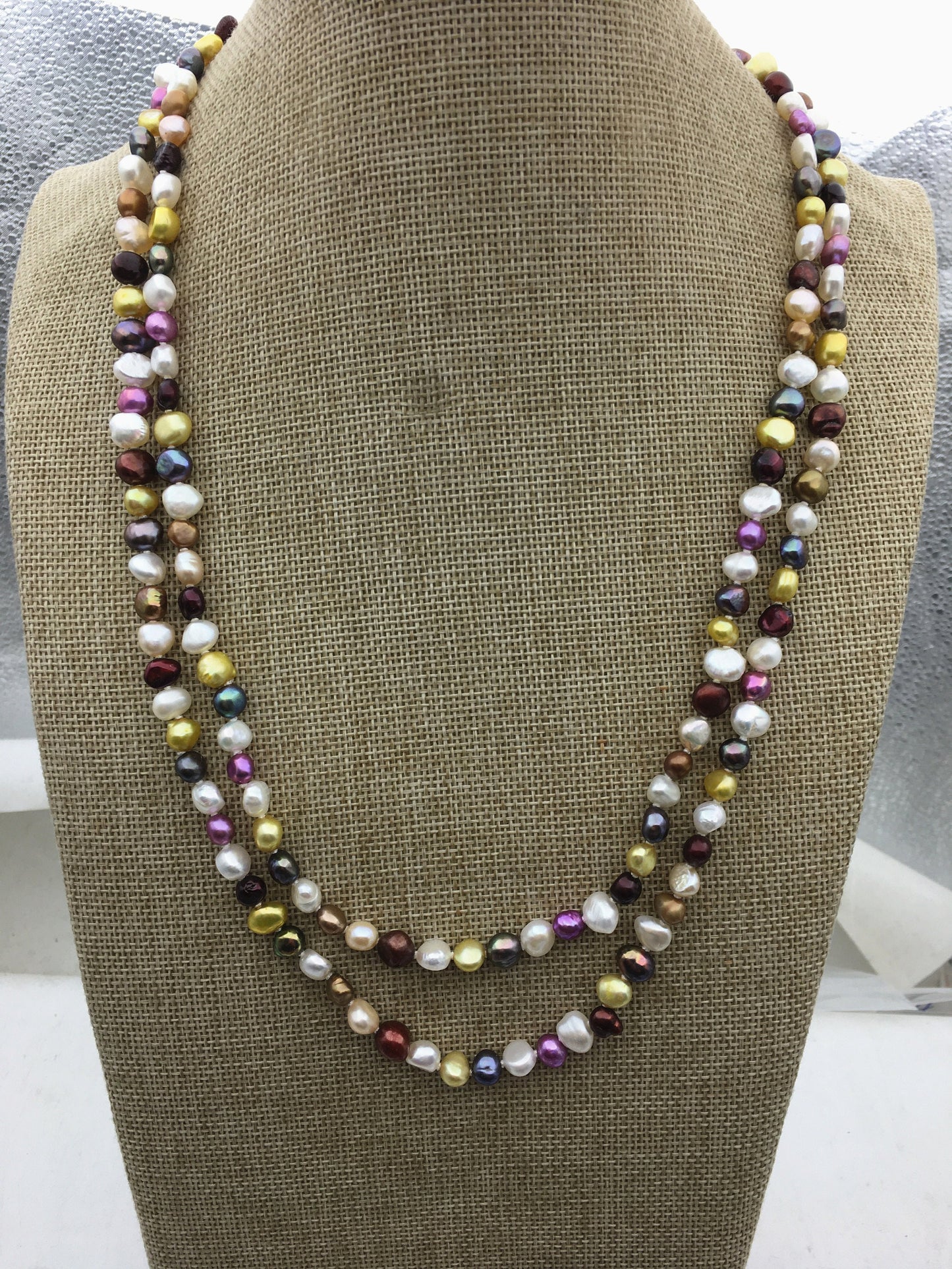 52'' AAA misc color nugget pearl Necklace,7mm nugget pearl,NPN1-109