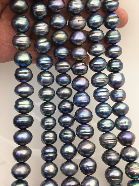 AA 12=14mm Big Green Blue button round freshwater pearl strand,loose freshwater pearl,SM13-T2