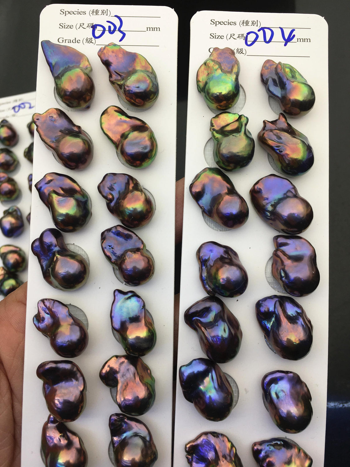 10pairs AAA/AA+ 12-16mm Black Rainbow Flame ball Pearl Pairs,0.9mm top half hole,FL15-3A-8-1