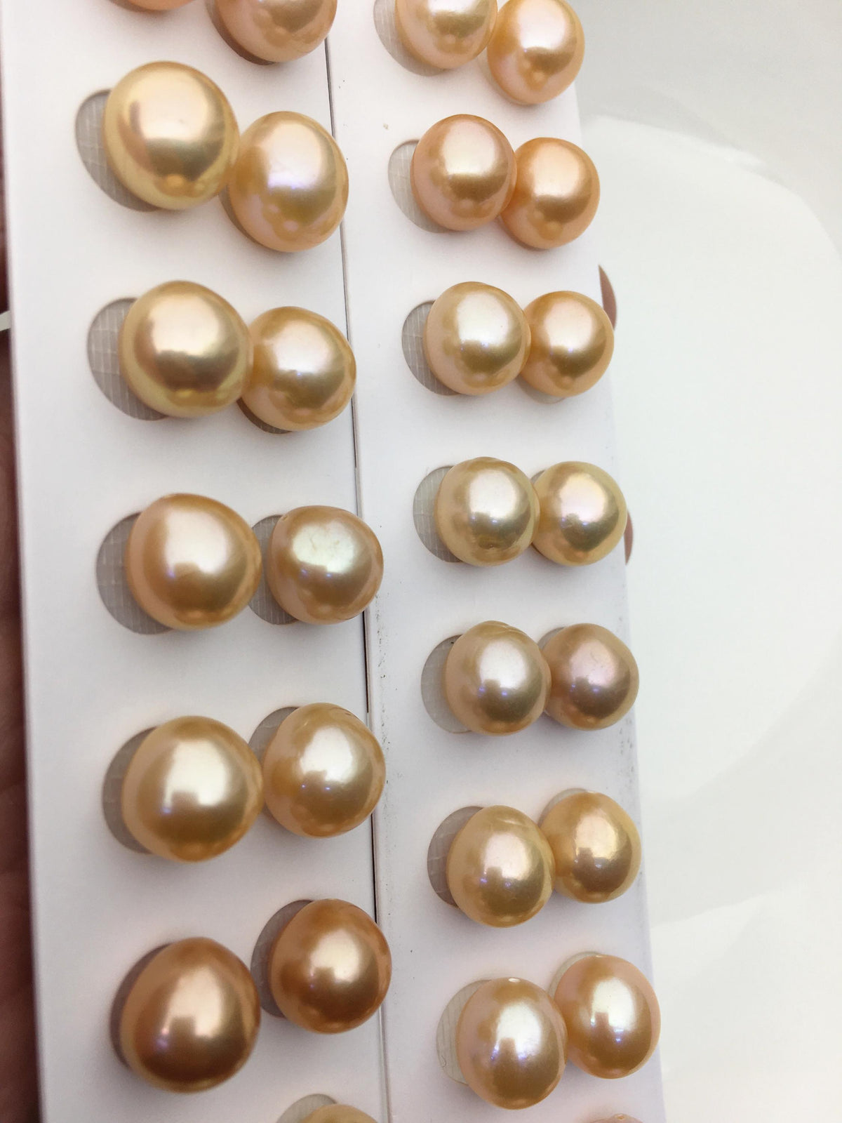 2 pairs AAA 11-12mm orange rice freshwater pearls,half hole,LR11-T7