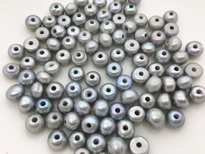 30pcs AA+ 10-11mm gray button Round freshwater pearls,2.2mm large hole, Rondelle pearl Beads,loose freshwater pearl,SM10-2A-22