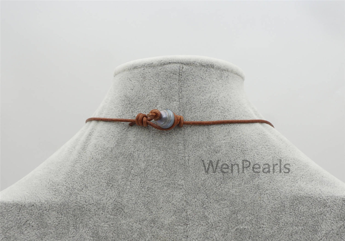 Deep Blue Big Rice pearl leather drop necklace,Pearl and Leather Lariat Necklace,Leather Pearl necklace,Le4-100