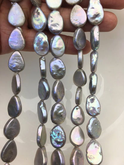 AA 13-14mm Gray Drop Coin freshwater pearls,diy bead,flat round pearl bead,ZS-T49