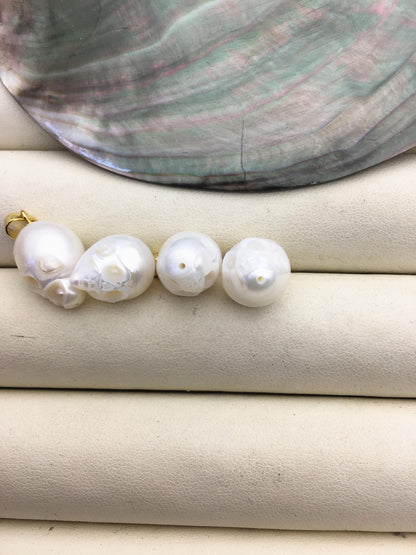 1pc AAA 9-11mm White HandMade Carved Skull Freshwater Pearl Beads For necklace pendant earrings,DIY pearl,NC1-010