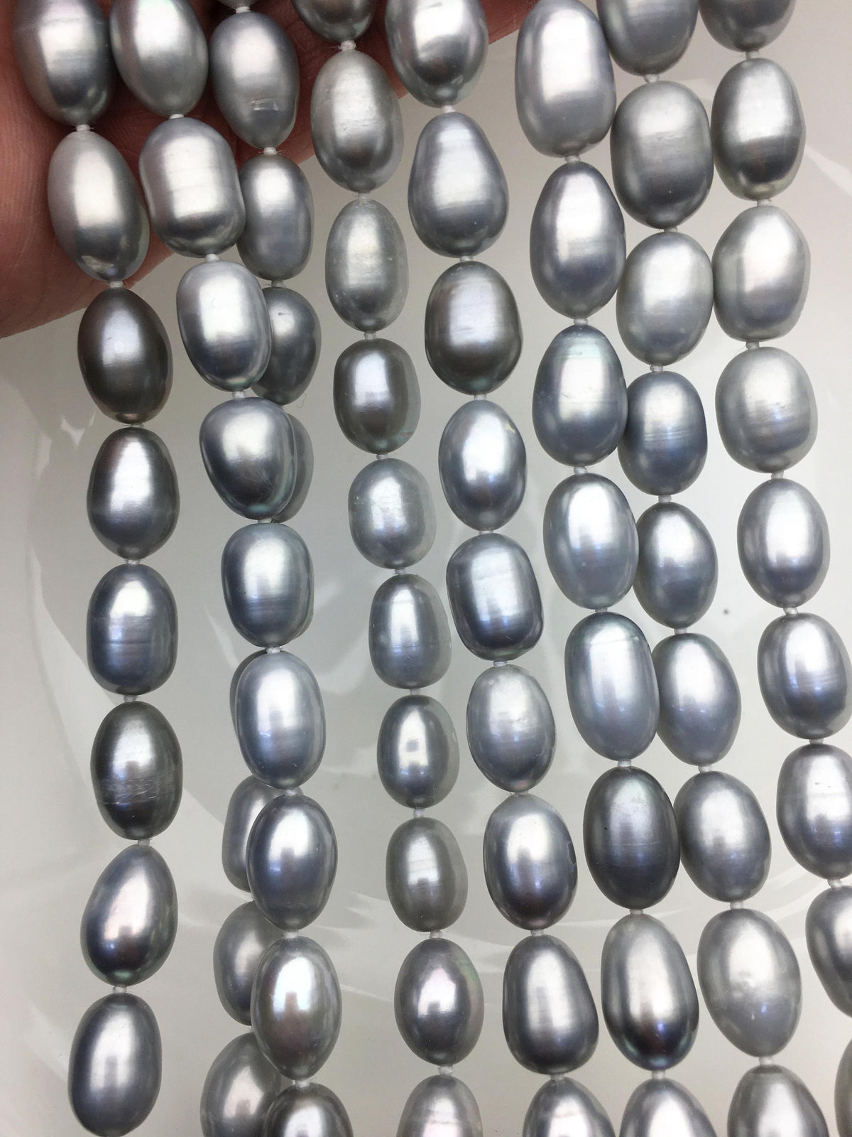32'' AA+ 9.5-10mm gray rice pearl Necklace,NPN1-T20