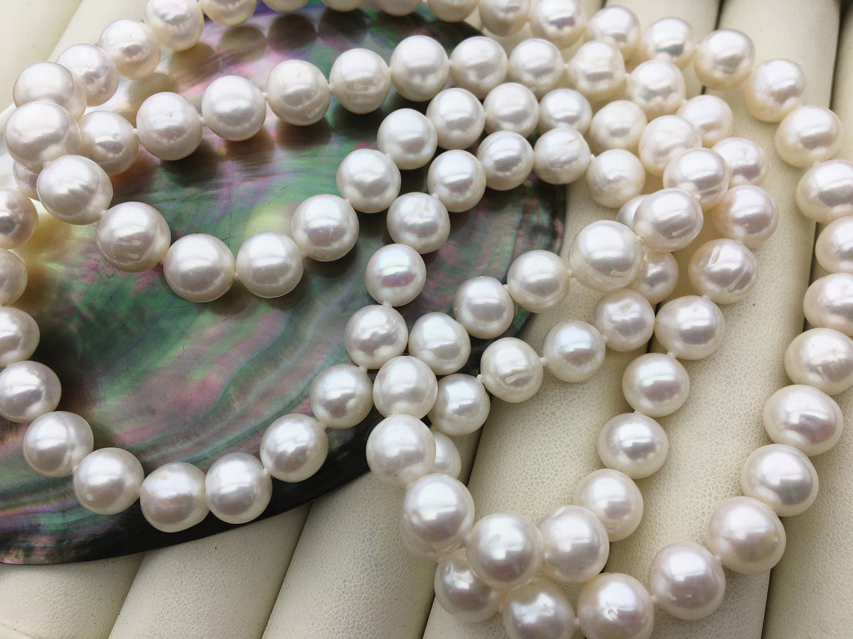 33'' 8-9mm White Potato Freshwater Pearl Necklace,NPN1-130