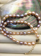 17‘’+2'' AAA 6-7mm pink purple rice Freshwater Pearl Necklace,NPN1-T11
