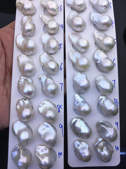 1 pair AAA 13-15x18-22mm Big White Flame ball Pearl Pairs-large Baroque freshwater pearl pairs,FL15-3A-8-67