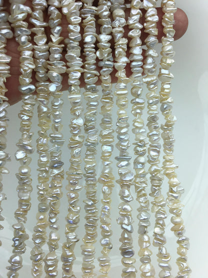 AAA/AA+ 5-6mm tiny white Keshi pearls,Center drilled,ZS-128-11