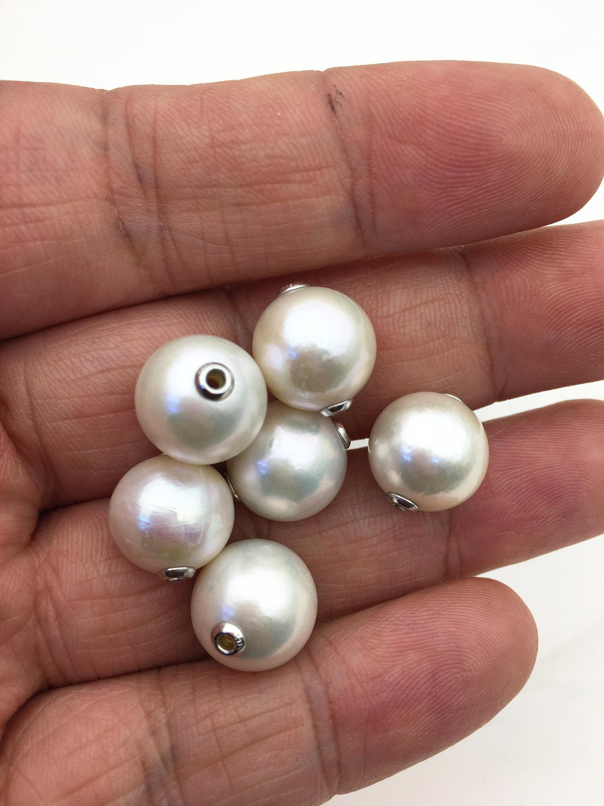 1pc AA+ 11-15mm Sterling Silver White Round Edison Pearl Pendant,NC1-011