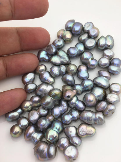40pcs AA+ 9-13mm gray baroque freshwater pearls, 2.2mm large hole,ZS-T46