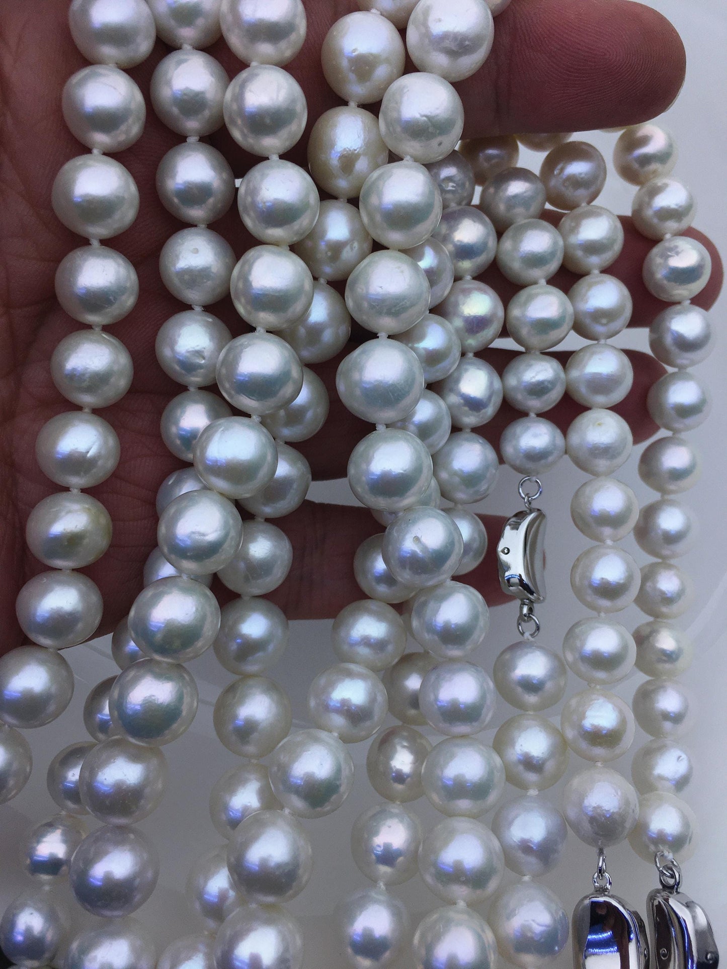 17.5 inches AA+ 9-11mm white near round freshwater Pearl necklace,genuine freshwater Pearl necklace, Natural Pearl Necklace,NPN1-063