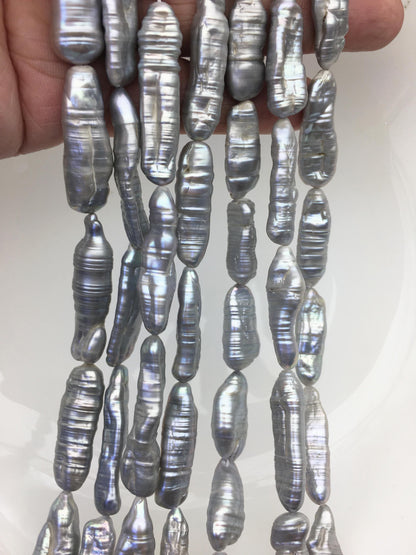 AA 9-12mm Big Gray Thick Biwa keshi Freshwater Pearl,ZS-200-94