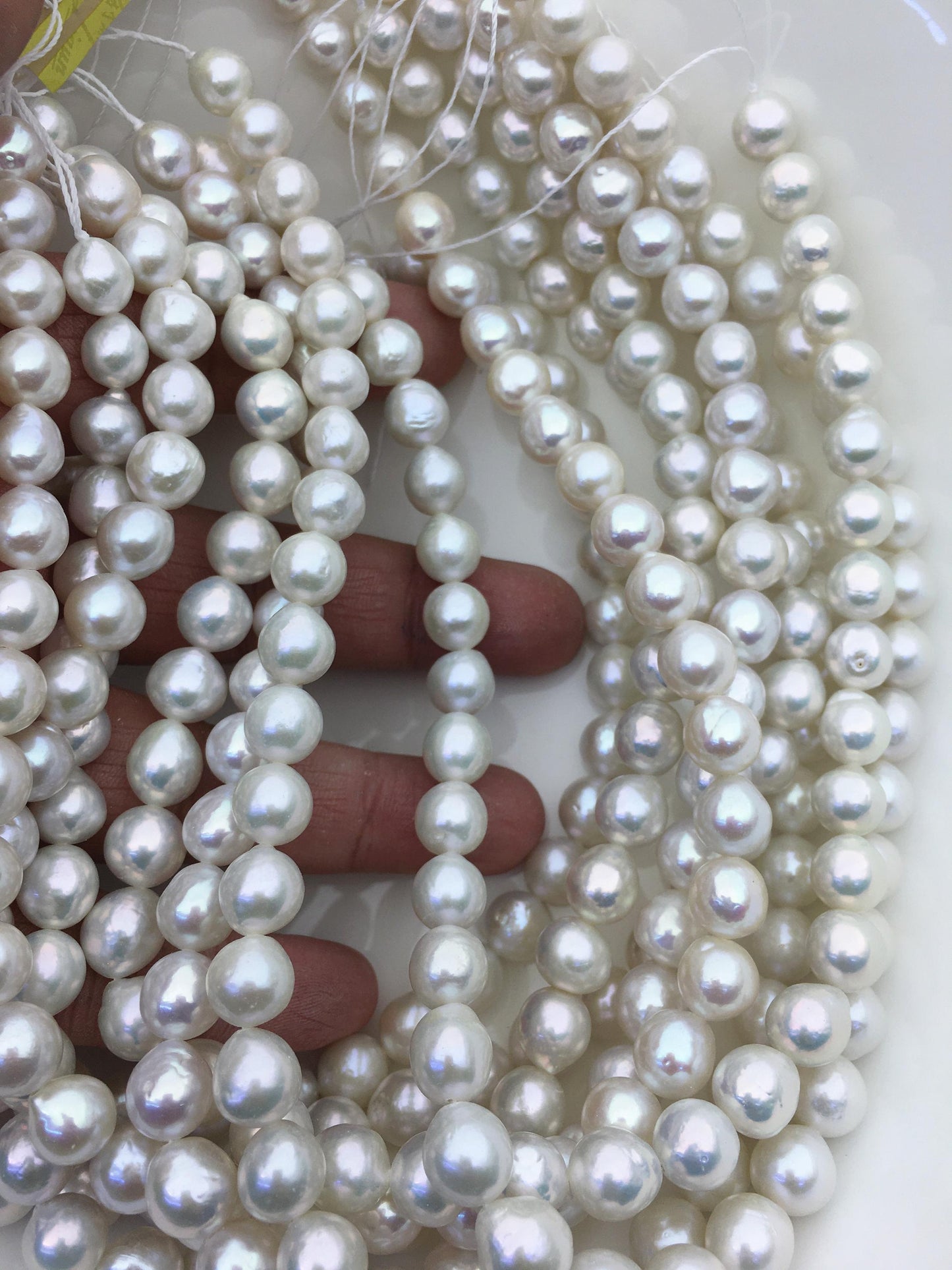 AA+ 8-10mm white oval near round Edison Freshwater Pearl,ED12-2A-5-55