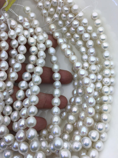 AA+ 8-10mm white oval near round Edison Freshwater Pearl,ED12-2A-5-55