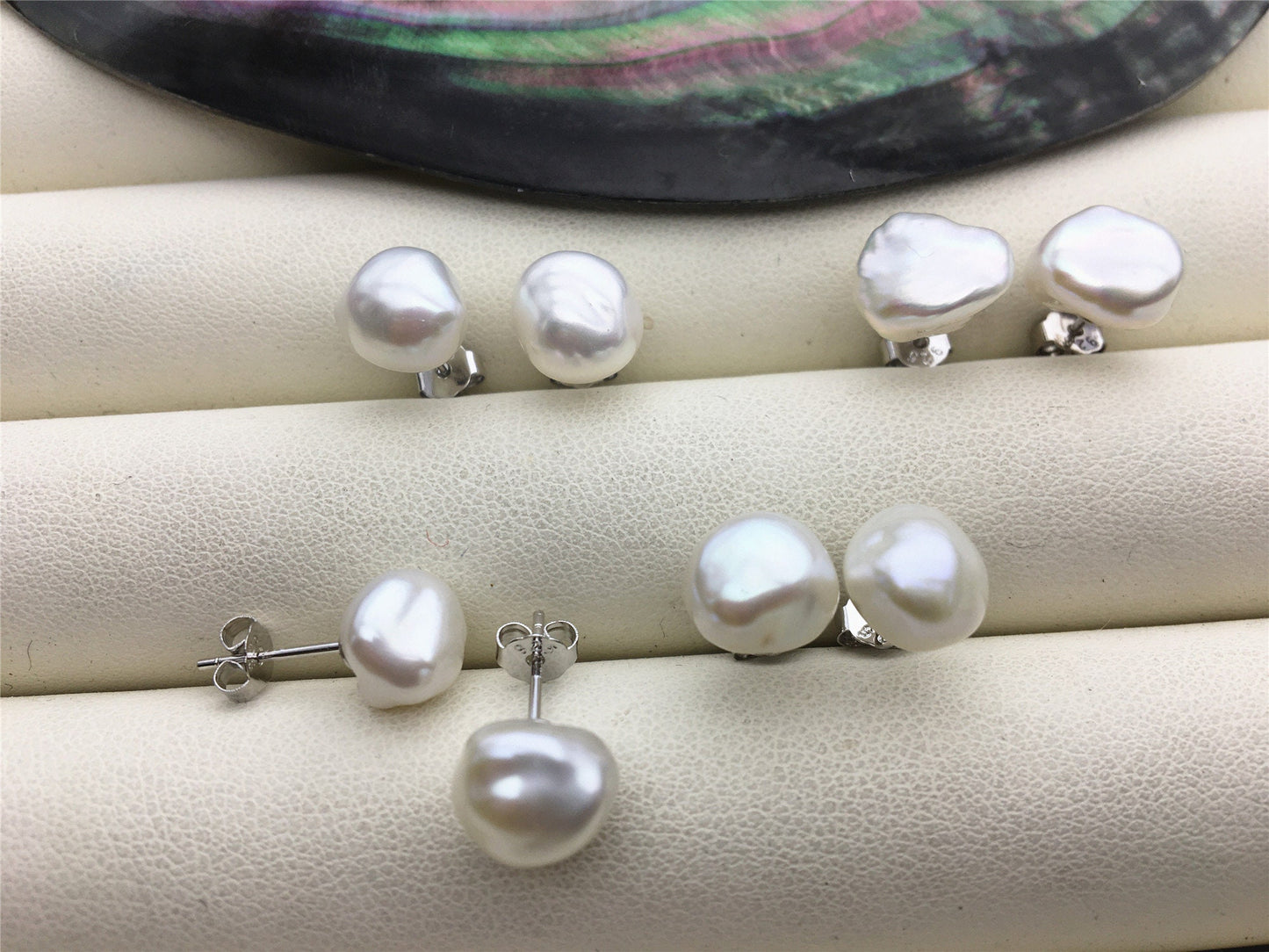 High Luster!AAA 6/7/8/9/10mm white Natural keshi Freshwater Pearl Stud Earrings,Stud Earrings for Women Girls,SE3-161