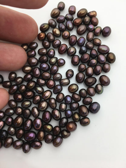 30pcs AAA 5-6mm brown rice freshwater pearl beads,loose freshwater pearl,0.9mm top half hole,LR5-T3