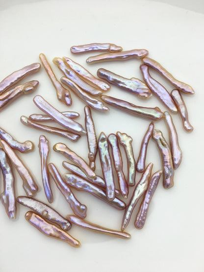 30pcs AAA 3-5mm natural purple rainbow Toothpick Freshwater Pearls, no hole,ZS-80-30