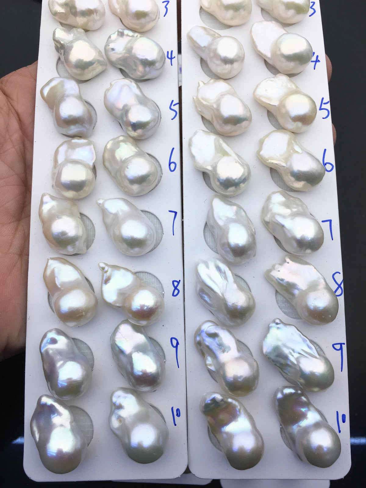 1 pair AAA 12-16x18-25mm White Flameball Pearl Pairs,0.9mm top half hole,FL15-3A-8-55