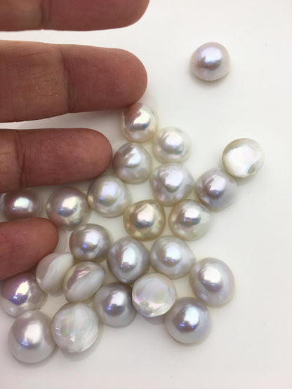24pcs AAA 12-13mm Baroque Mabe Natural White Rainbow Freshwater Pearls,no hole,MB-T42
