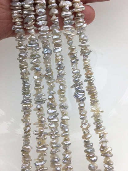 AAA 4-5mm Tiny Natural Gray White Keshi pearls,Center drilled,ZS-128-1