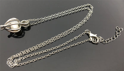 New 2PCS Cage Freshwater Pearl Pendant with Chain,Pearl Cage Pendant Necklace,Locket Cage pendants For Pearl Oysters With Pearls,AAL-001