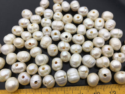 30pcs AA 8-9mm white 1.6mm large hole potato freshwater pearls,CR8-2A-8