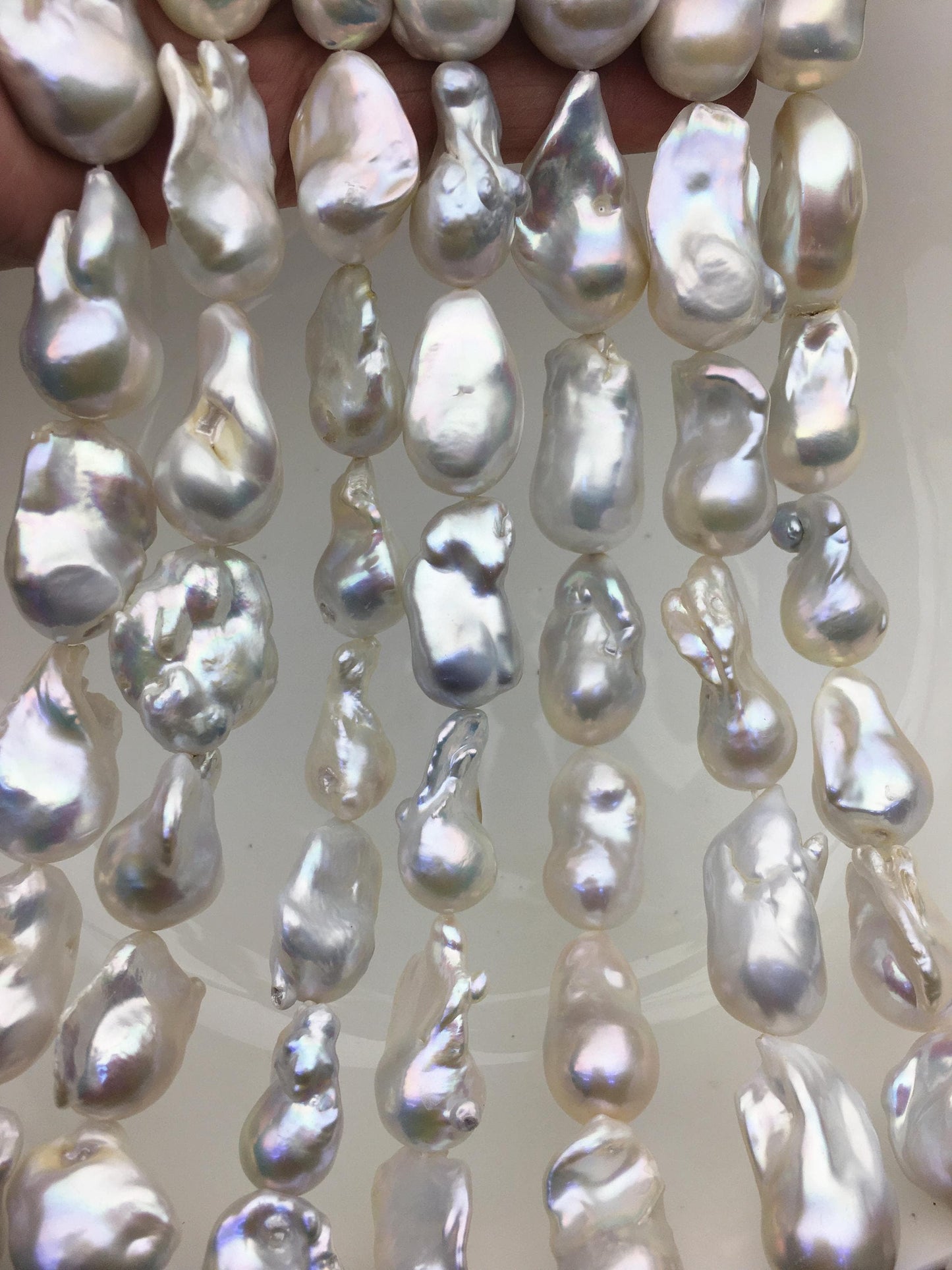 15.5'' AA 13-18mm Big white flame ball pearl,FL15-2A-5-12
