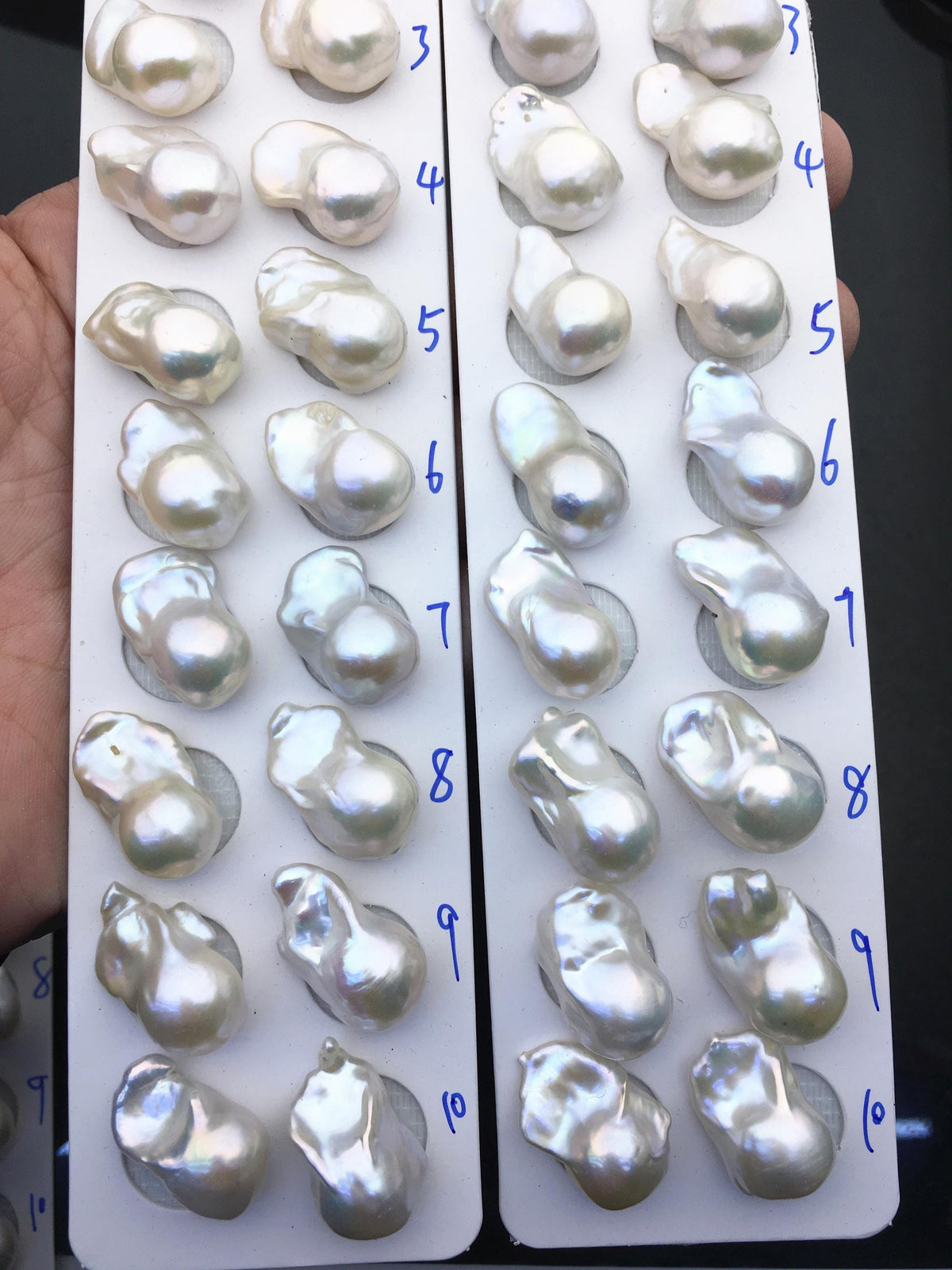 1 pair AAA 12-16x18-25mm White Flameball Pearl Pairs,0.9mm top half hole,FL15-3A-8-55