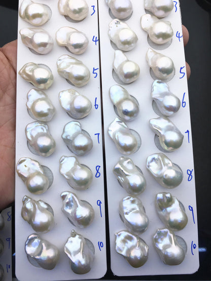 1 pair AAA 12-16x18-25mm White Flameball Pearl Pairs,0.9mm top half hole,FL15-3A-8-55
