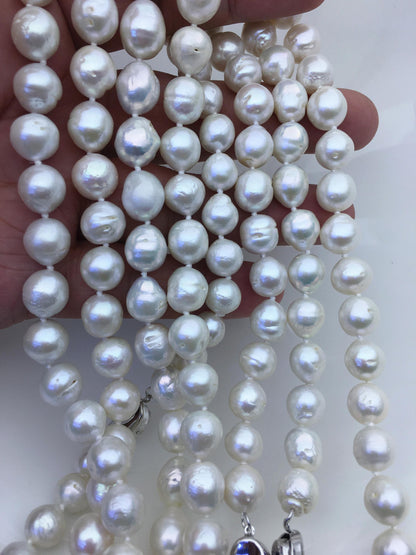 17.5'' AA 9-11mm white baroque drop edison freshwater Pearl necklace,genuine Natural Pearl Necklace,NPN1-T30-10