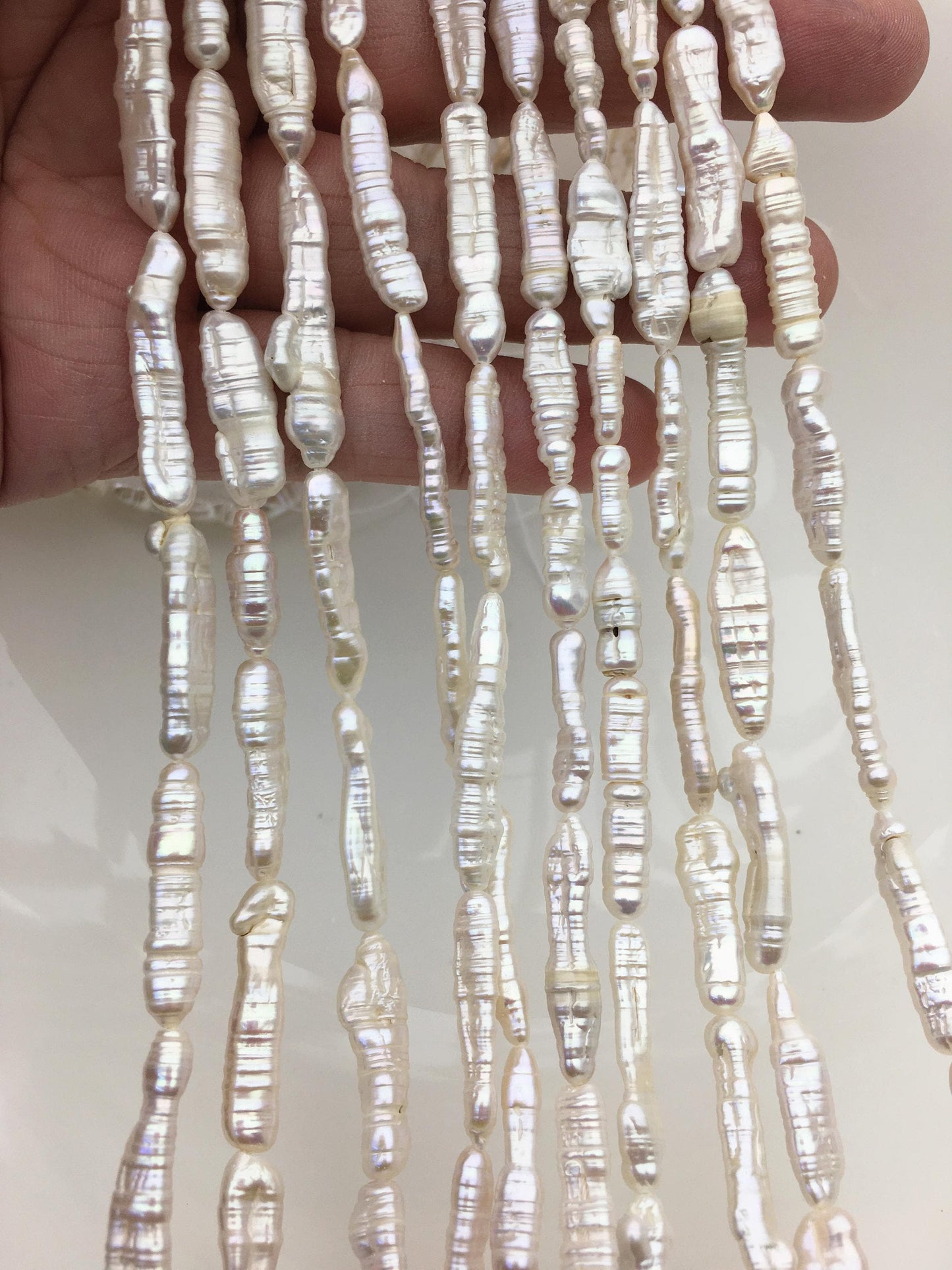 15.5'' AA 4-7mm White Toothpick freshwater pearls,ZS-80-20