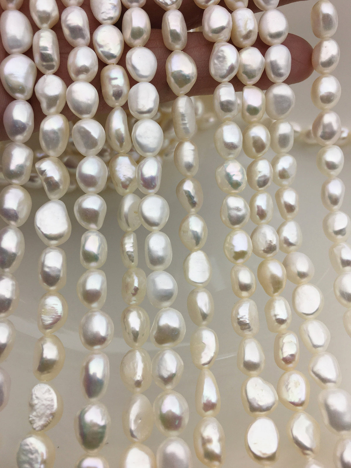 AAA 7.4-8.2mm white nugget freshwater pearls,white cultured freshwater baroque pearl bead string,LM8-3A-11