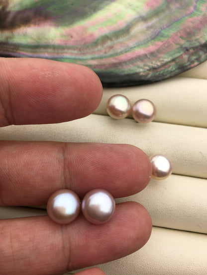 1 pair AAA+ 8-9mm Purple Rainbow Pearl Stud Earrings,pearl earrings,S925 Sterling Silver,Wedding,classic pearl studs,SE1-T4