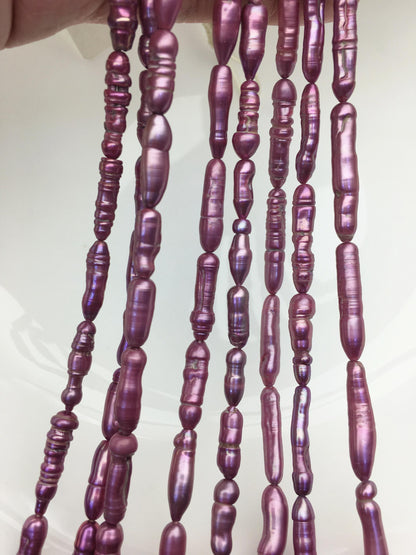 AA+ 4-6mm purple red Biwa Pearl Necklace,Genuine Fresh Water Pearl,Wedding Necklace,Mothers Day,ZS-80-10-55