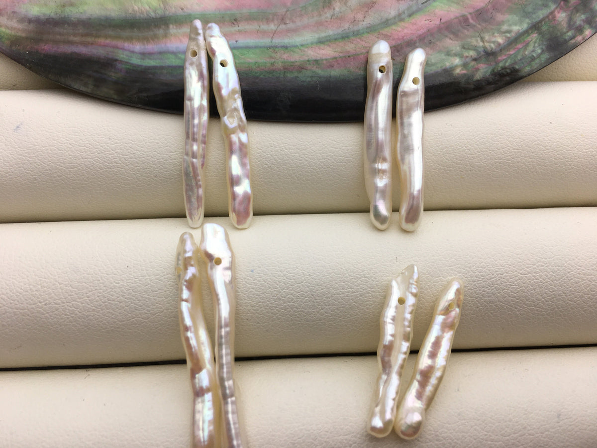 1 pair 3-5x25-30mm White Toothpick pearls Pair,for make dangle earrings,baroque pearl,loose pearl beads,ZS-127-62-44
