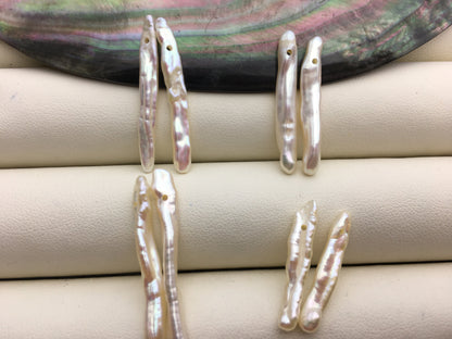 1 pair 3-5x25-30mm White Toothpick pearls Pair,for make dangle earrings,baroque pearl,loose pearl beads,ZS-127-62-44