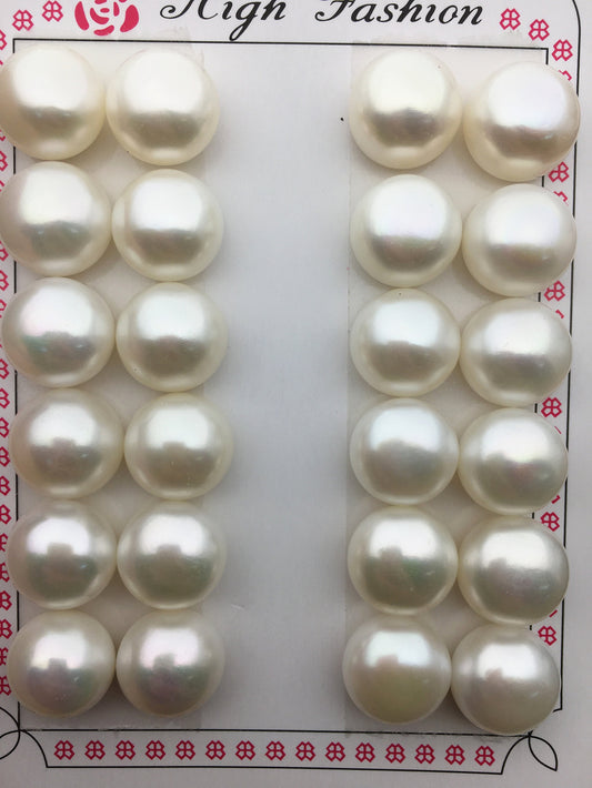 Rare!1 pair AAA 13.5-14mm Very Big white button round pearls, for pearl stud earring,wedding earring stud ,button pearls,BTN13-T1