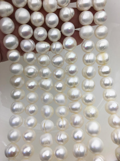 AA 11.3-12.3mm White Big Potato freshwater pearls,White freshwater pearl, pearl strand,big hole pearls, pearls for leather,CR12-2A-7