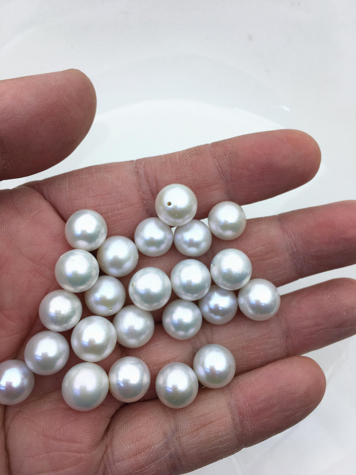 10pcs AAA 10-11mm white round freshwater pearls,0.9mm half hole,RP10-3A-1