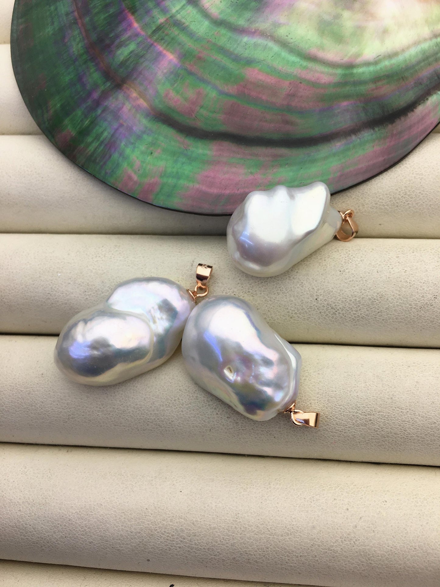 1pc AAA 13-17mm white baroque pearl Feather pendant necklace,Rose Gold S925 Sterling silver pendant,NC1-041-8