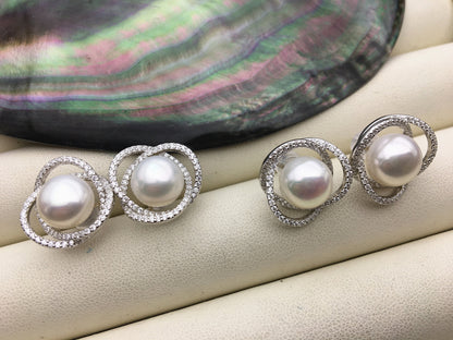 Big Sterling Silver S925 pearl stud earrings,genuine freshwater pearl earrings,bridesmaid,Wedding,Love,bridal,birthday,SE3-029