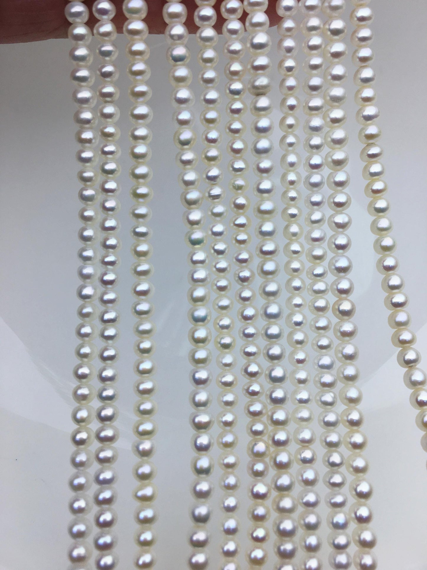 AAA 4-4.5mm White button round Rondelle freshwater pearls,SM4-3A-45