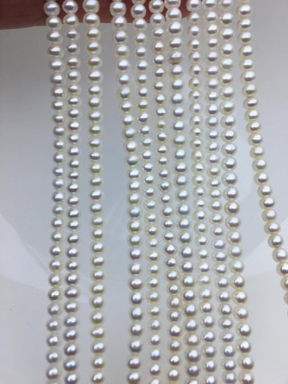 AAA 4-4.5mm White button round Rondelle freshwater pearls,SM4-3A-45