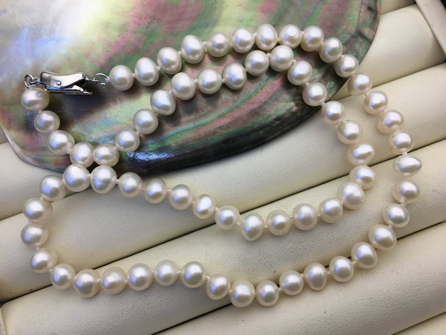 19'' AAA 5.5-6.5mm white potato freshwater Pearl necklace,NPN1-137