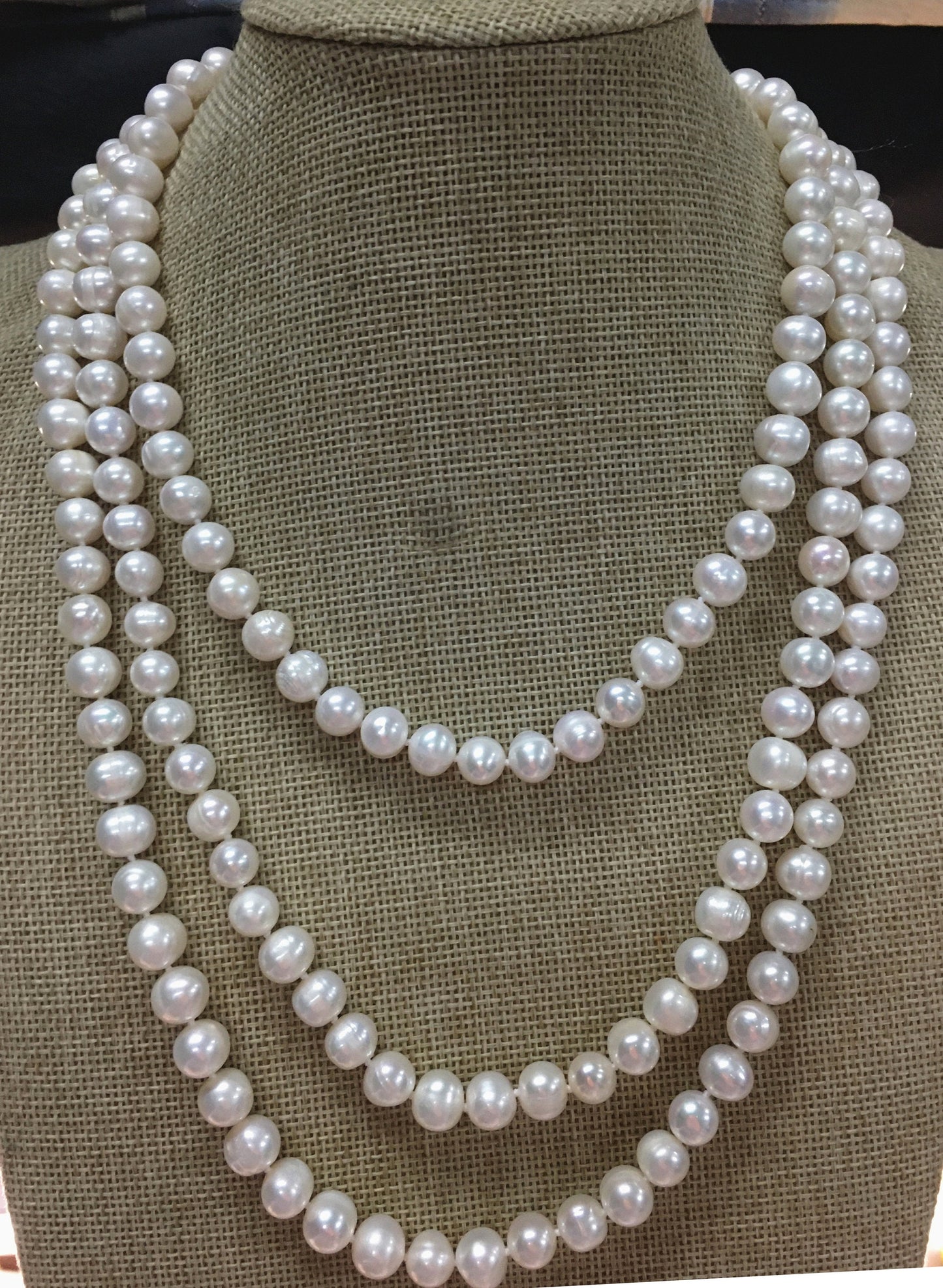 67'' 9mm White Near Round Potato Pearl Necklace,NPN1-089